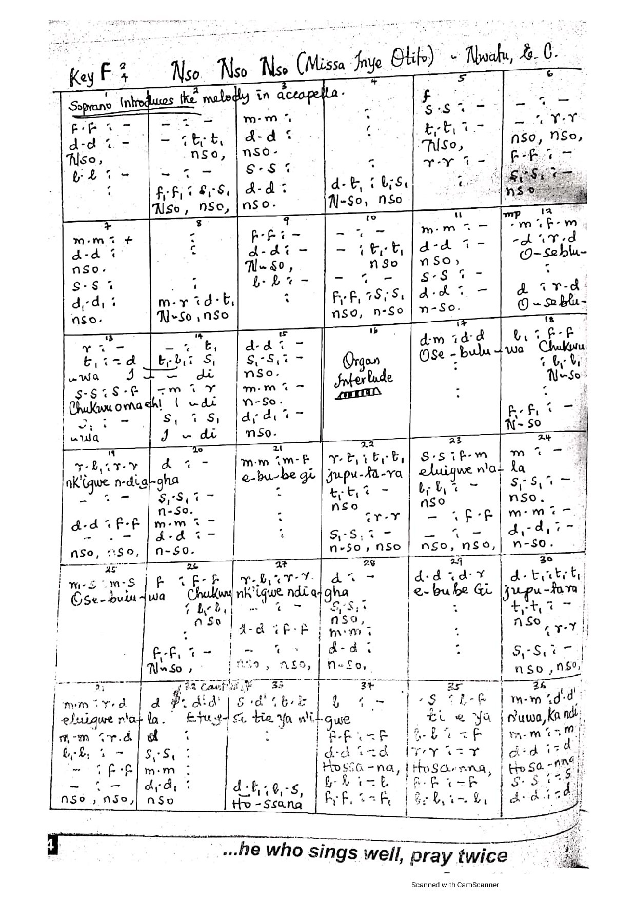 Nso Nso By Emma Nwatu - Download Choir Script PDF