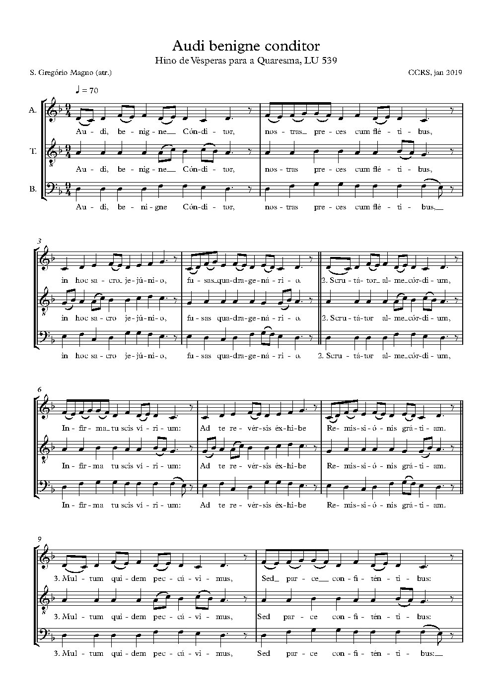 Audi benigne - Choir Script PDF Thumbnail