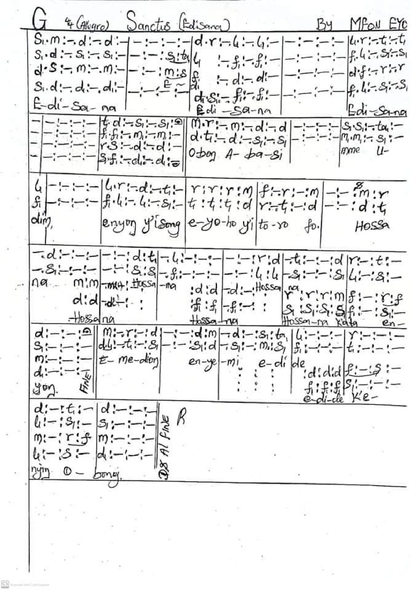 Edisana - Download Choir Script PDF