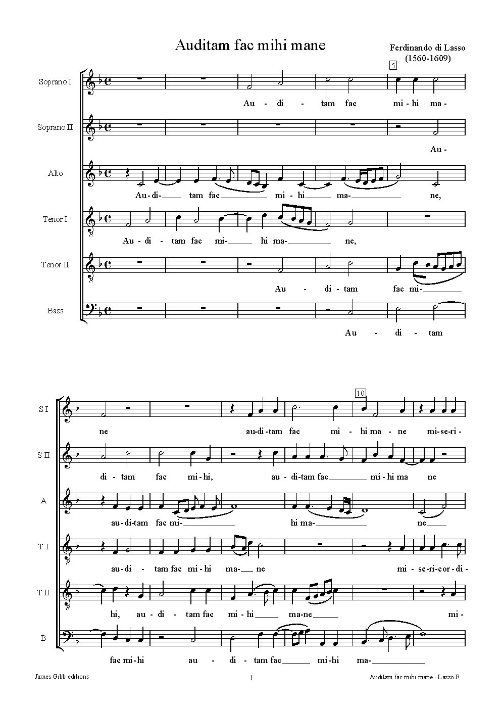 Auditam fac mihi mane - Choir Script PDF Thumbnail