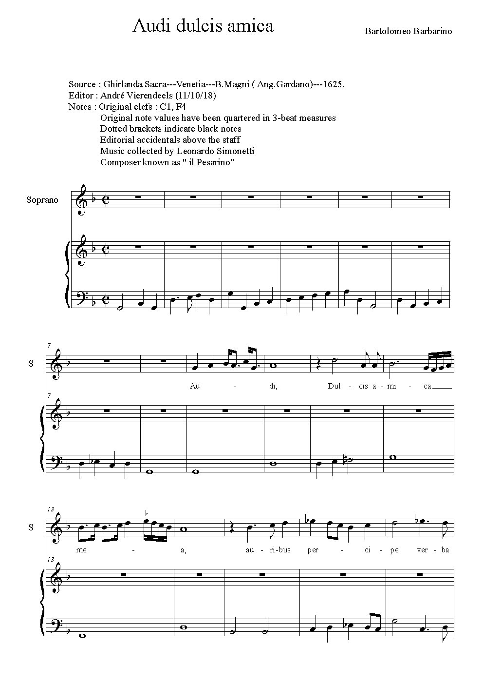 Audi dulcis amica - Choir Script PDF Thumbnail