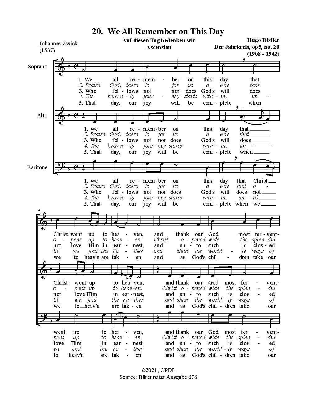 Auf diesen Tag bedenken wir - Choir Script PDF Thumbnail