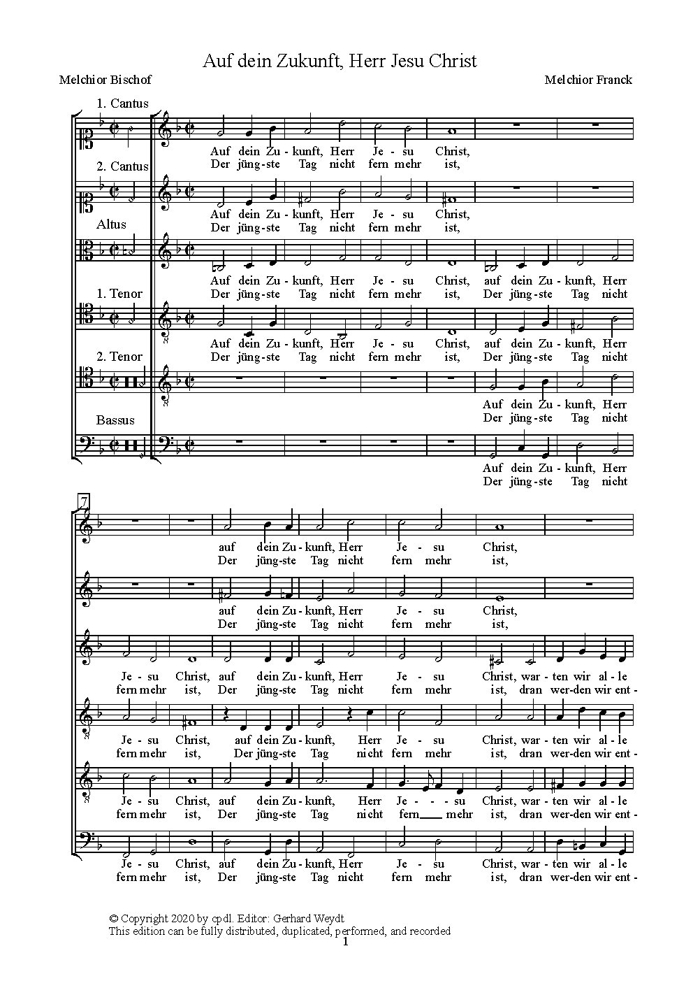 Auf dein Zukunft, Herr Jesu Christ - Choir Script PDF Thumbnail