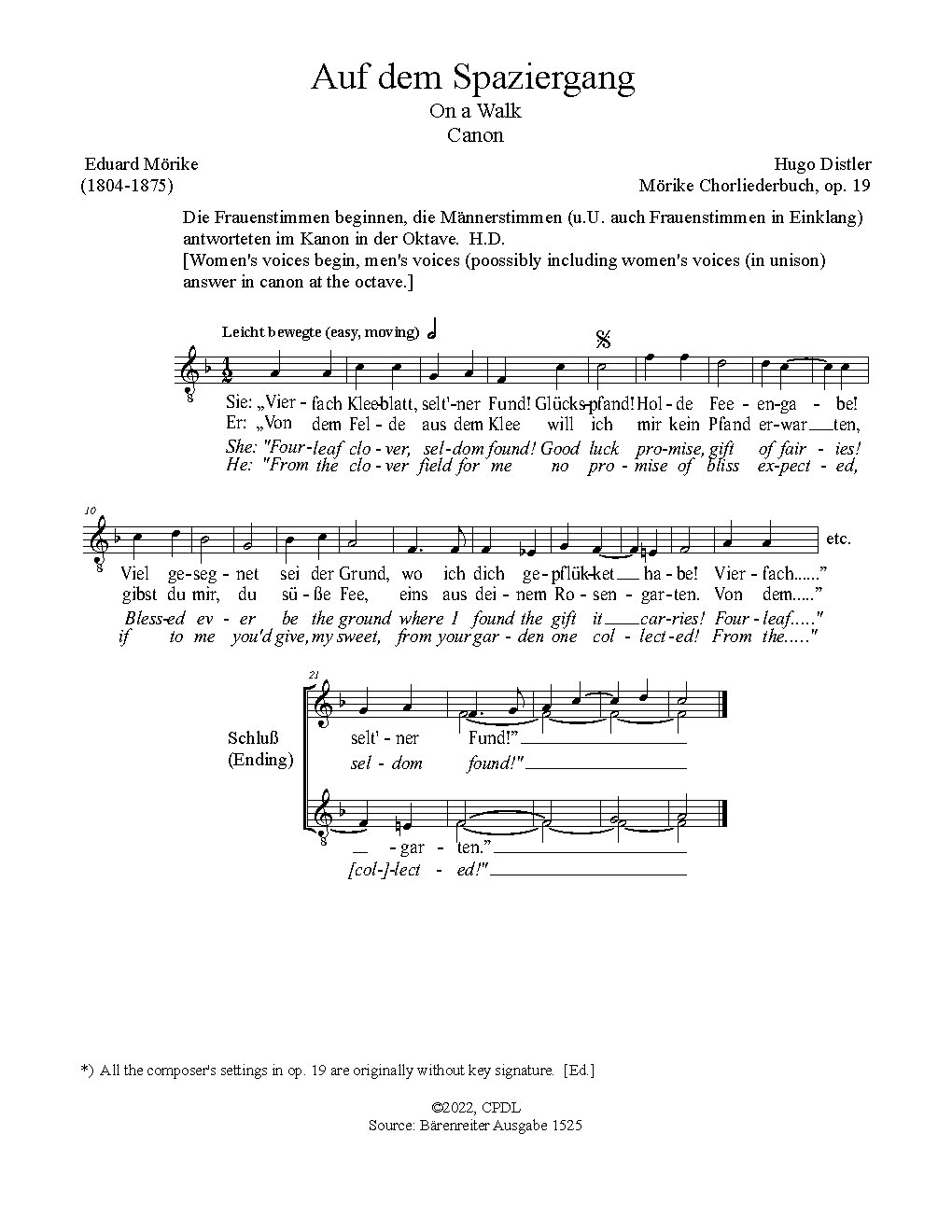 Auf dem Spaziergang - Choir Script PDF Thumbnail