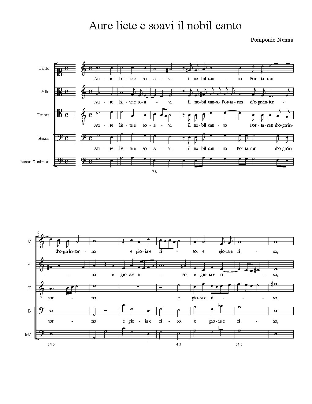 Aure liete e soavi il nobil canto