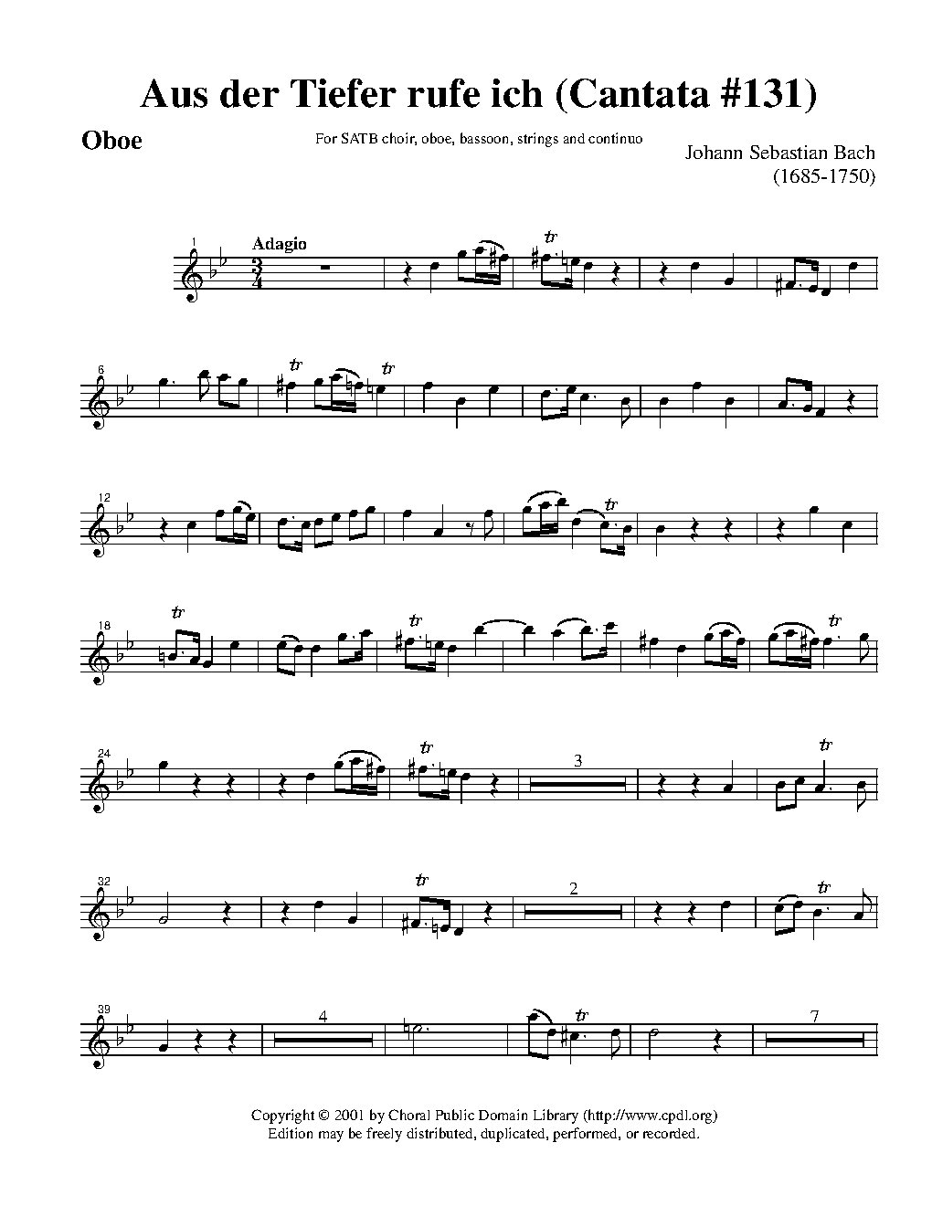 Aus der Tiefe ruf ich Herr zu dir, BWV 131