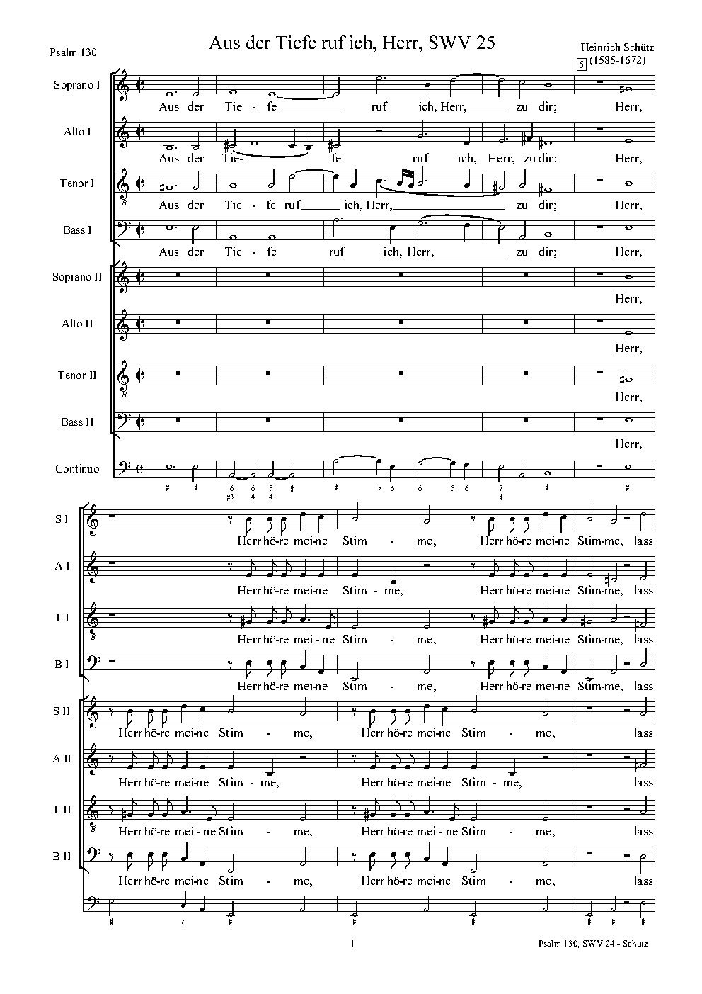 Aus der Tiefe (Psalm 130), SWV 25 - Choir Script PDF Thumbnail