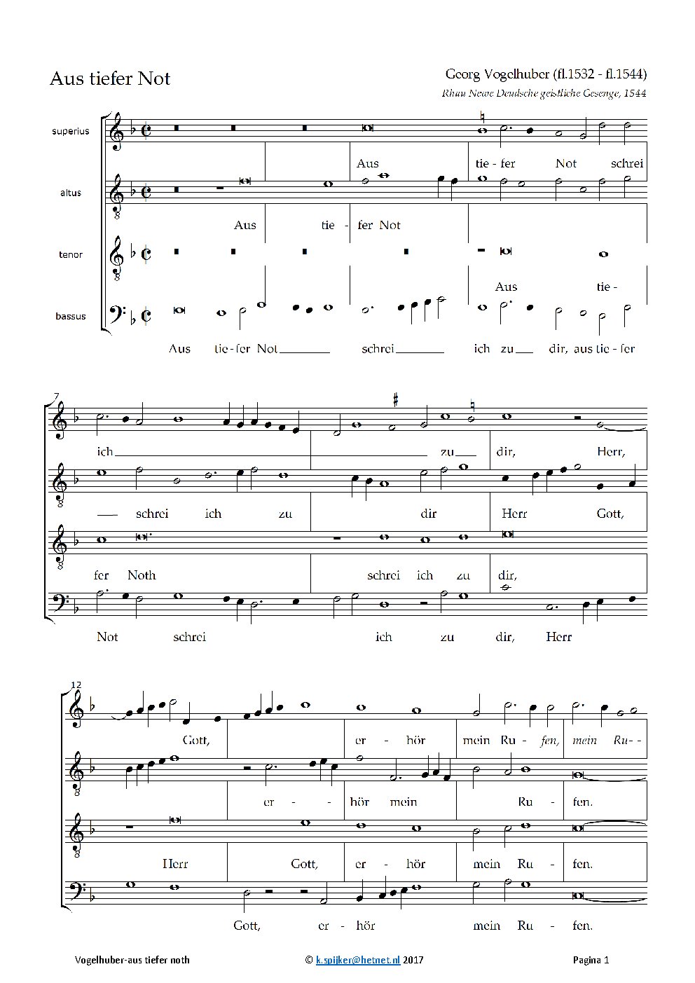 Aus tiefer Not - Choir Script PDF Thumbnail