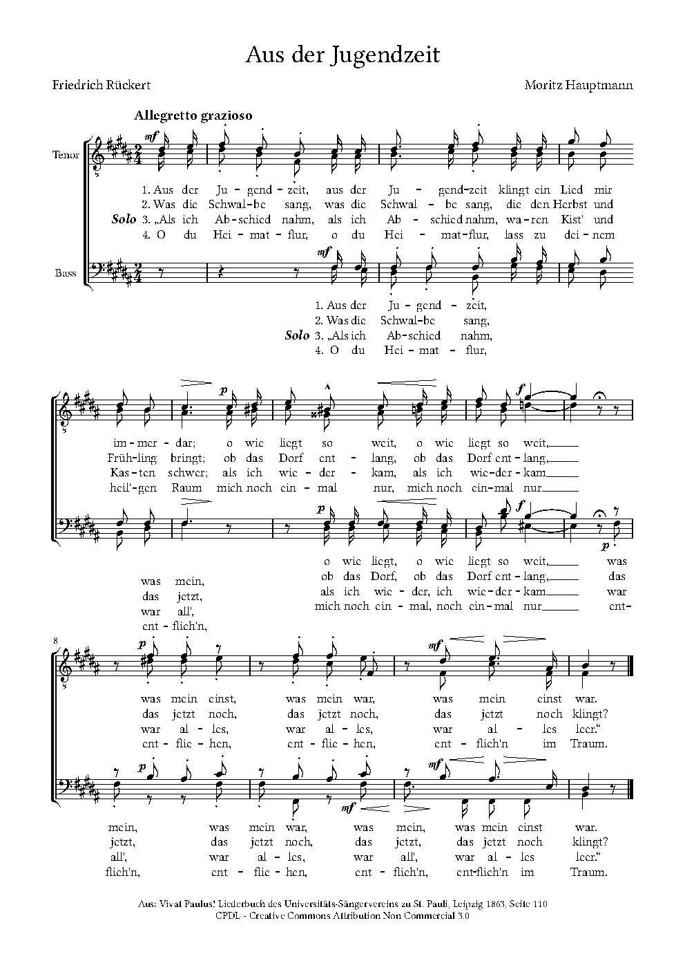 Aus der Jugendzeit - Choir Script PDF Thumbnail