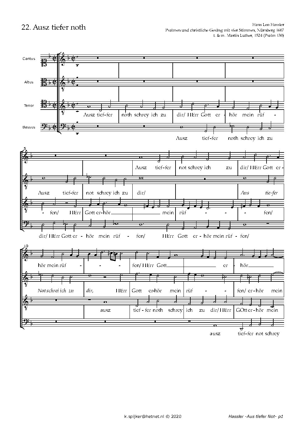 Aus tiefer Not (d Phrygian) - Choir Script PDF Thumbnail