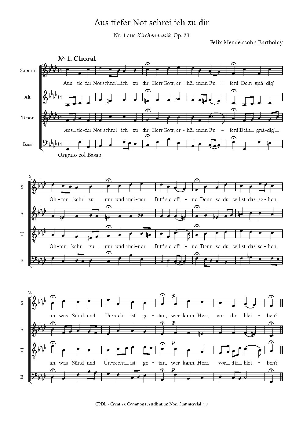 Aus tiefer Noth schrei' ich zu dir, Op. 23, No. 1
