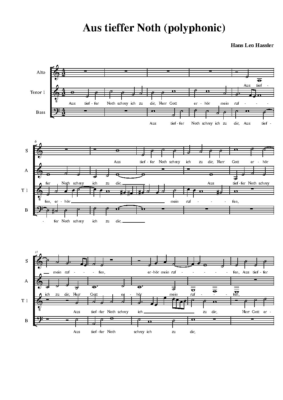 Aus tieffer Noth (polyphonic) - Choir Script PDF Thumbnail