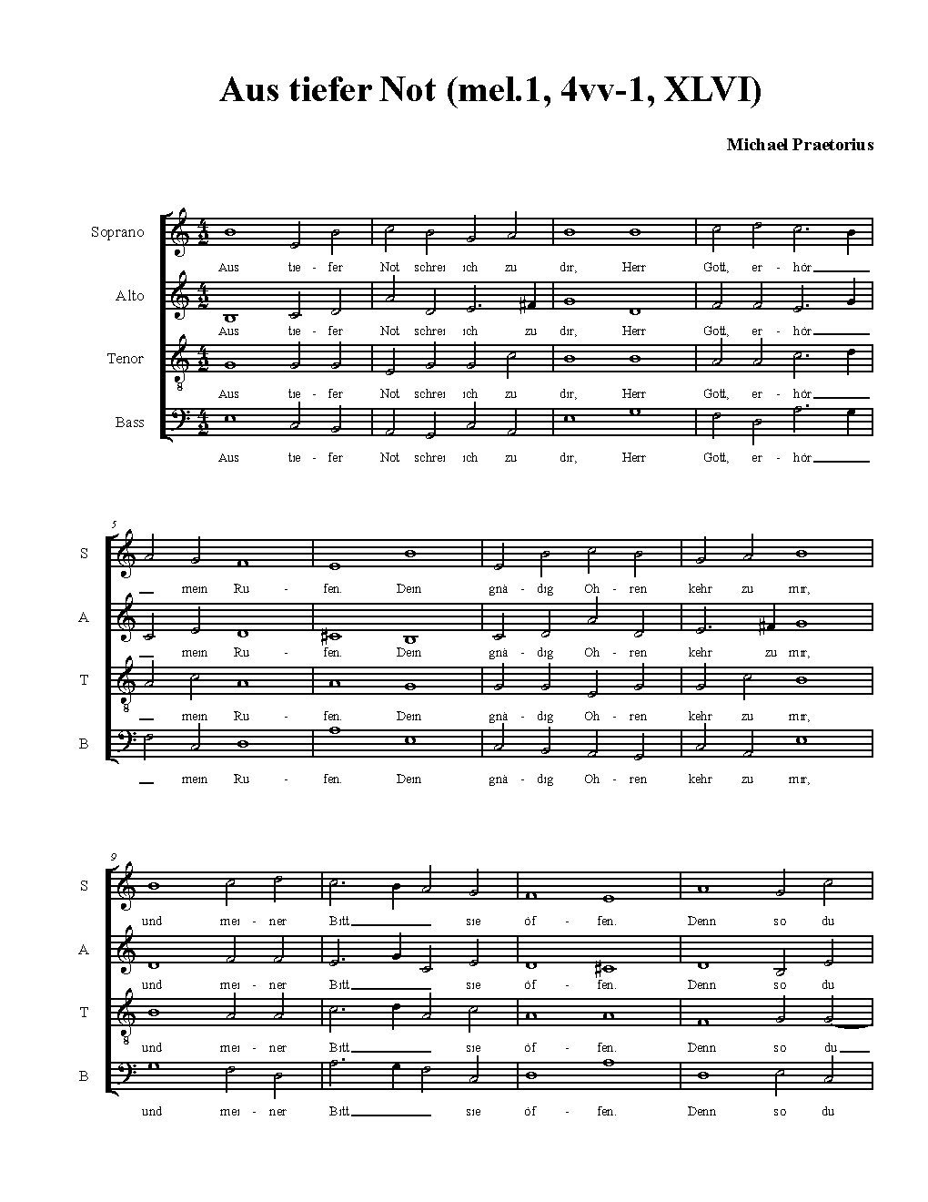 Aus tiefer Not schrei ich zu dir(1) 4vv-1 - Choir Script PDF Thumbnail