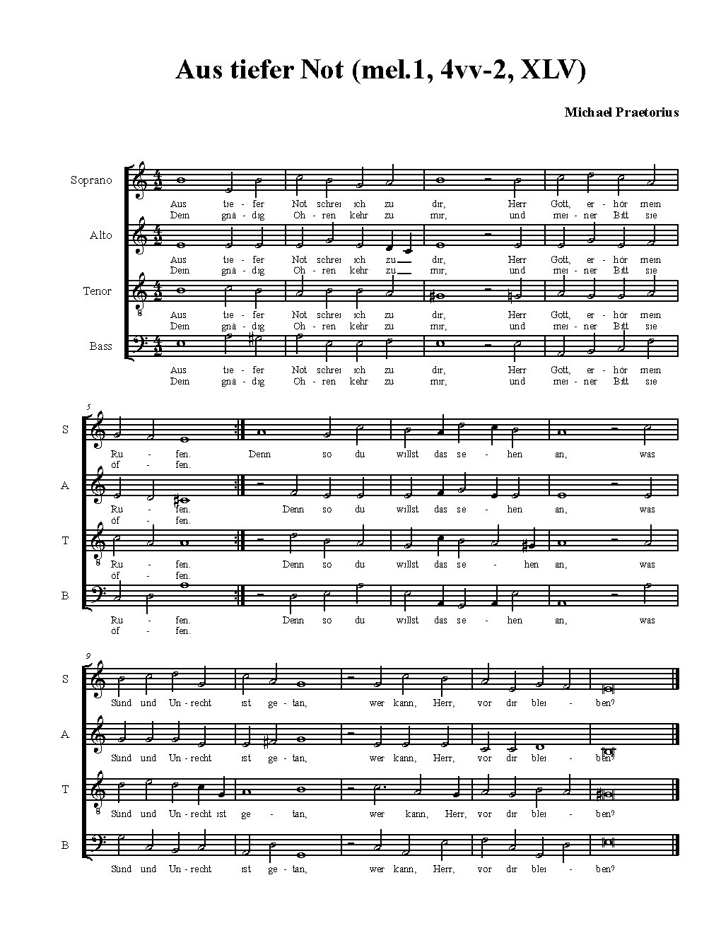 Aus tiefer Not schrei ich zu dir(1) 4vv-2 - Choir Script PDF Thumbnail
