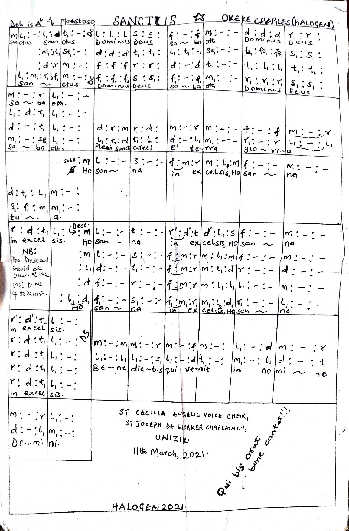 Sanctus By Halogen - Download Choir Script PDF
