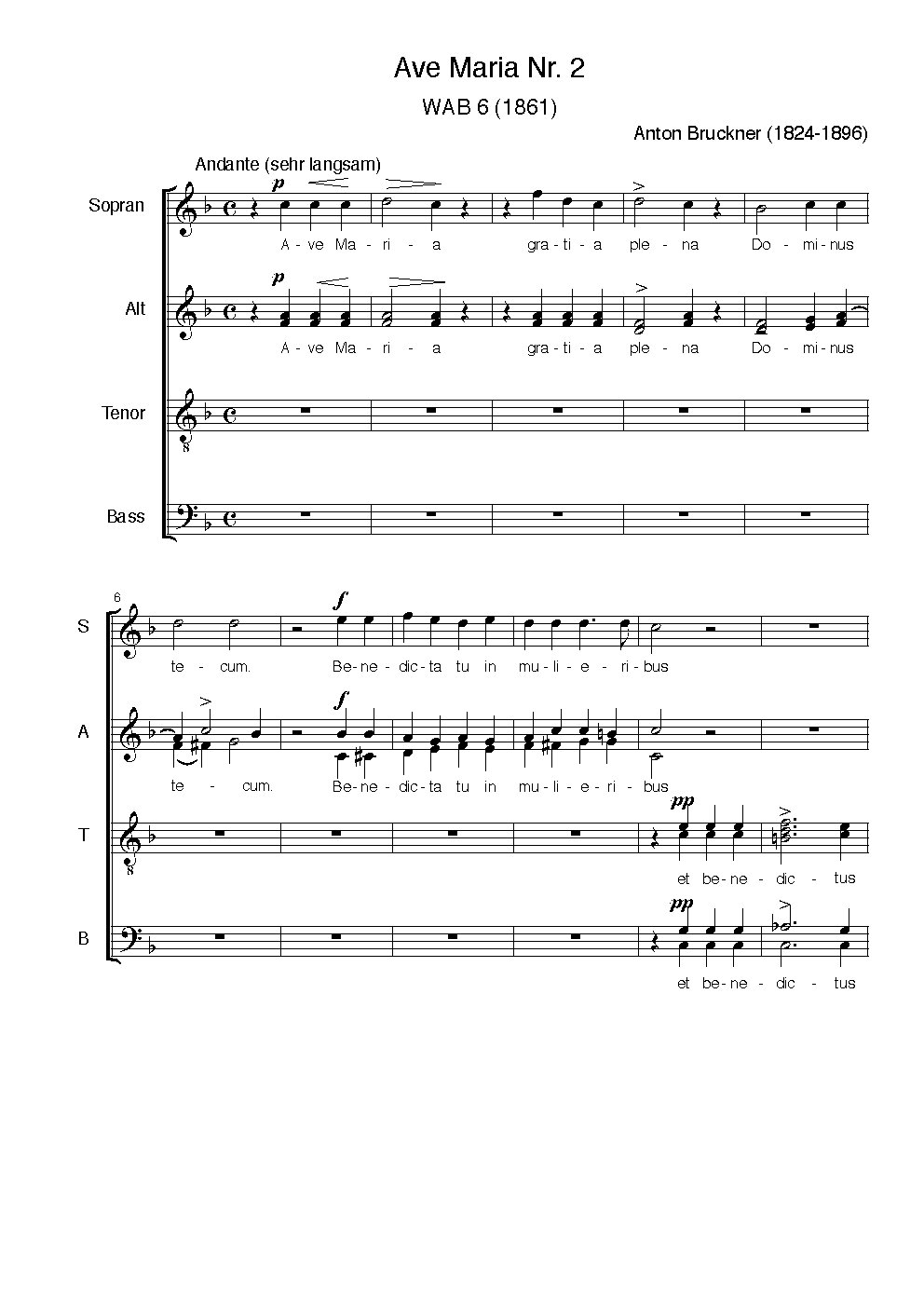 Ave Maria, WAB 6 - Choir Script PDF Thumbnail