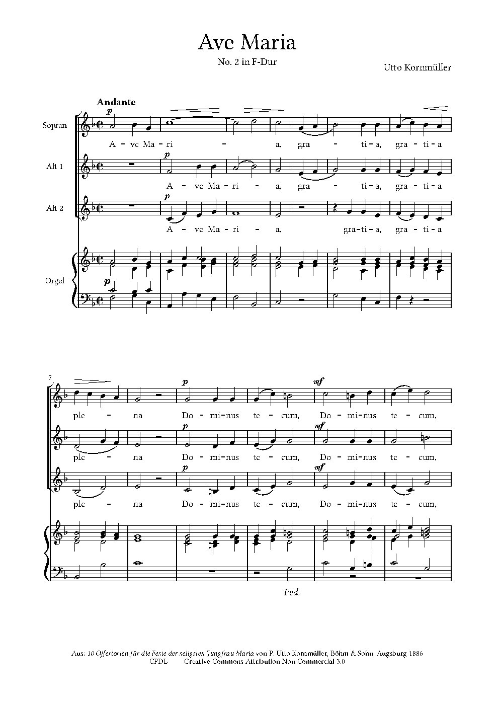 Ave Maria, No. 2 in F-Dur - Choir Script PDF Thumbnail