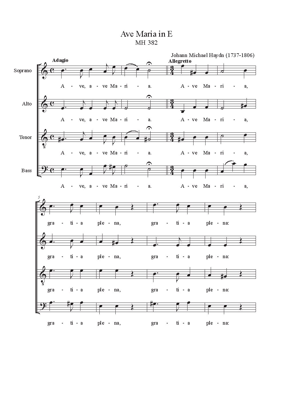 Ave Maria, MH 382 - Choir Script PDF Thumbnail