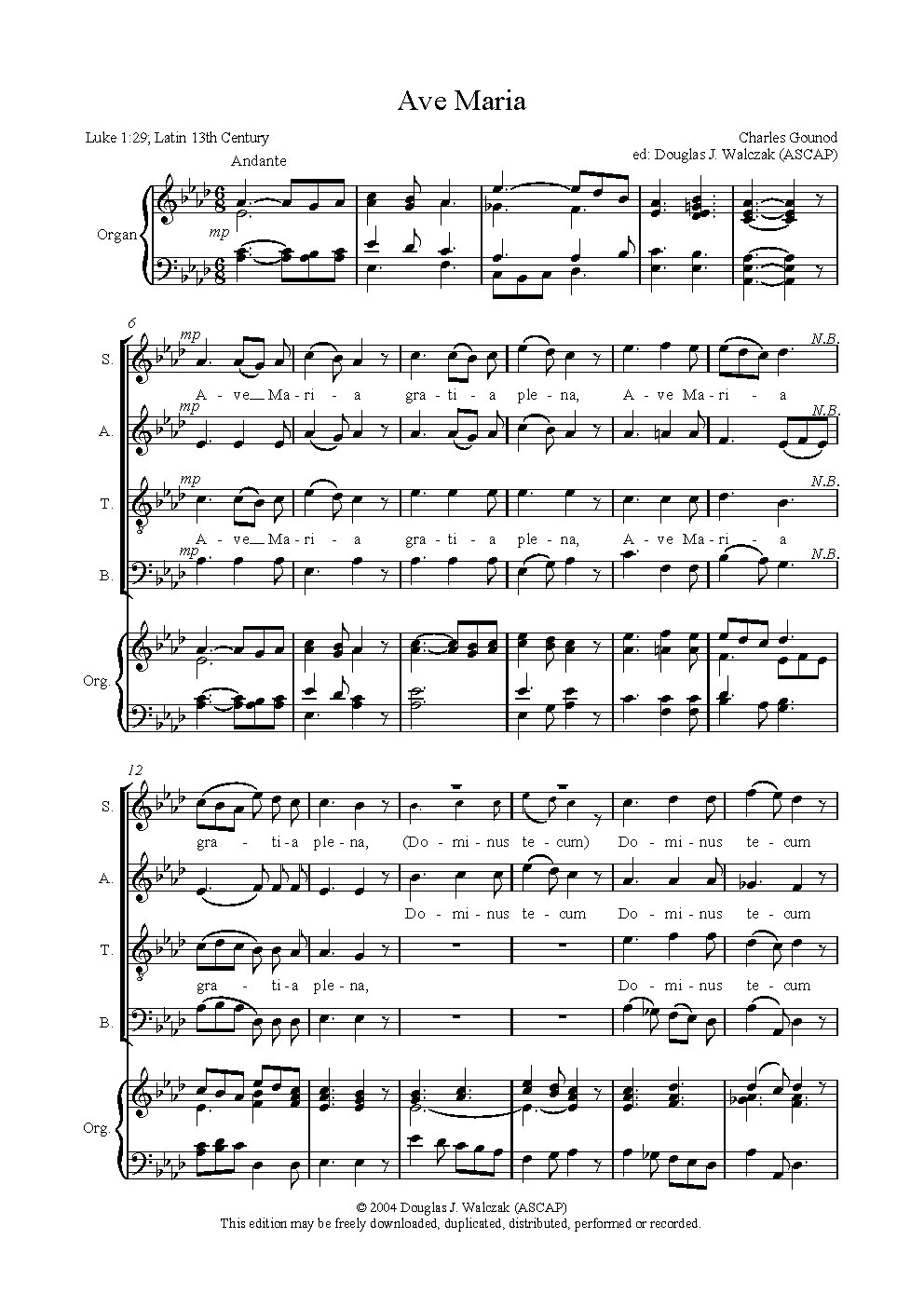 Ave Maria - Choir Script PDF Thumbnail