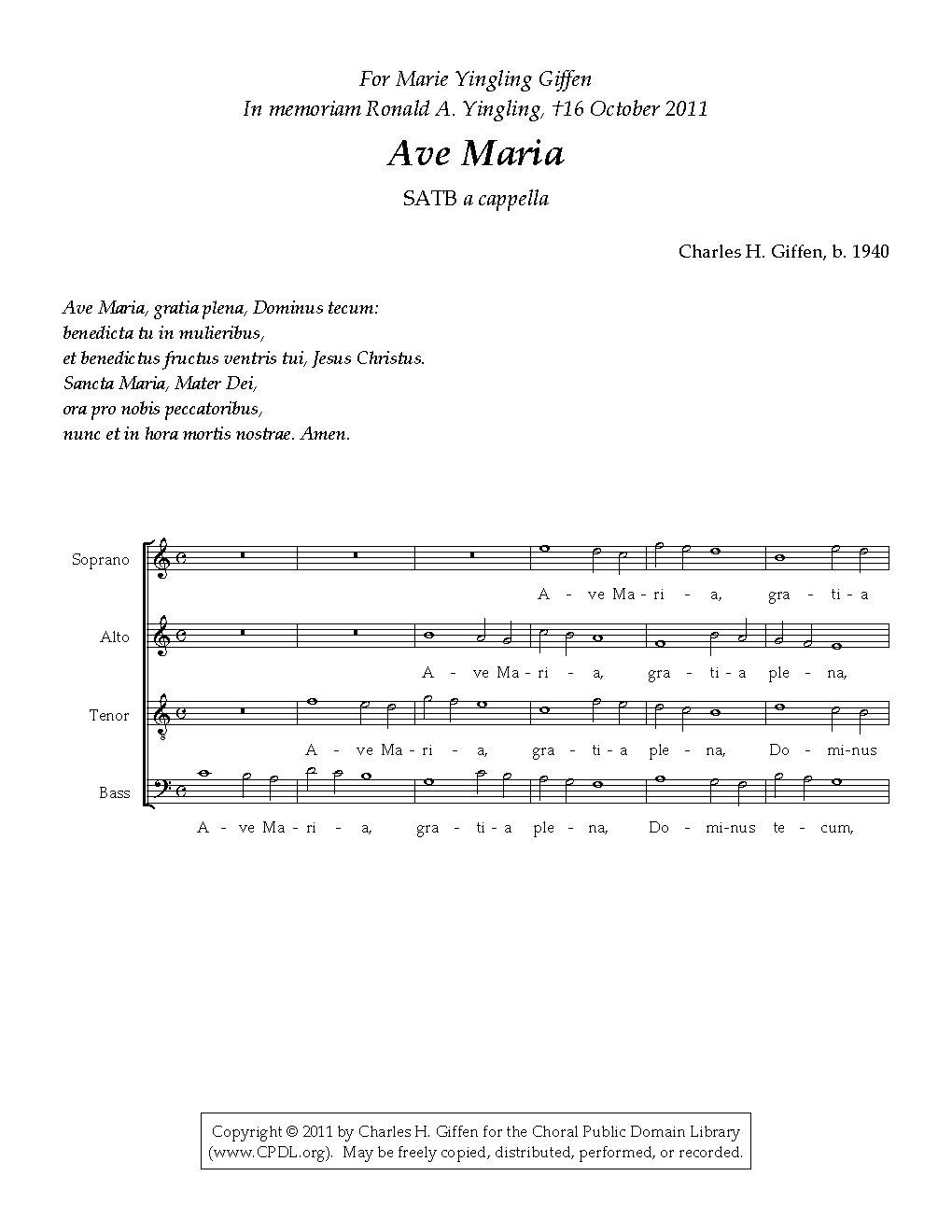 Ave Maria - Choir Script PDF Thumbnail