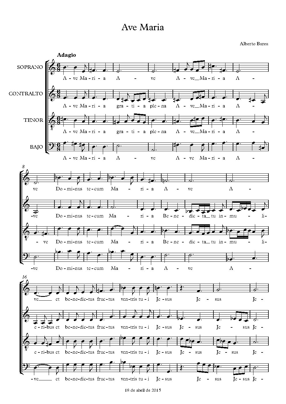 Ave Maria - Choir Script PDF Thumbnail