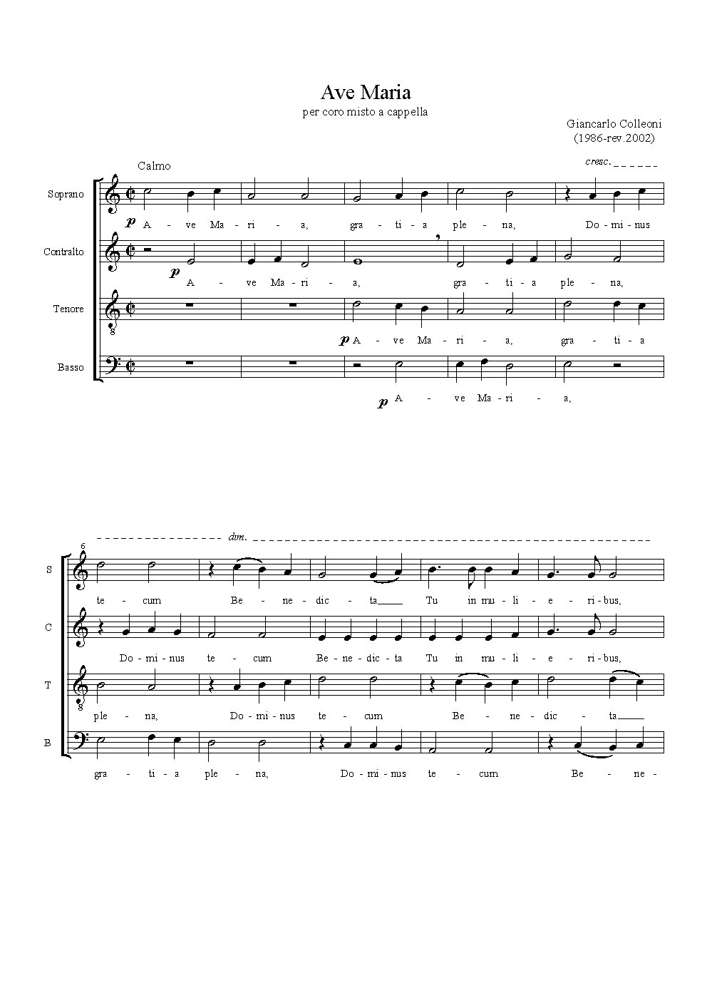 Ave Maria - Choir Script PDF Thumbnail