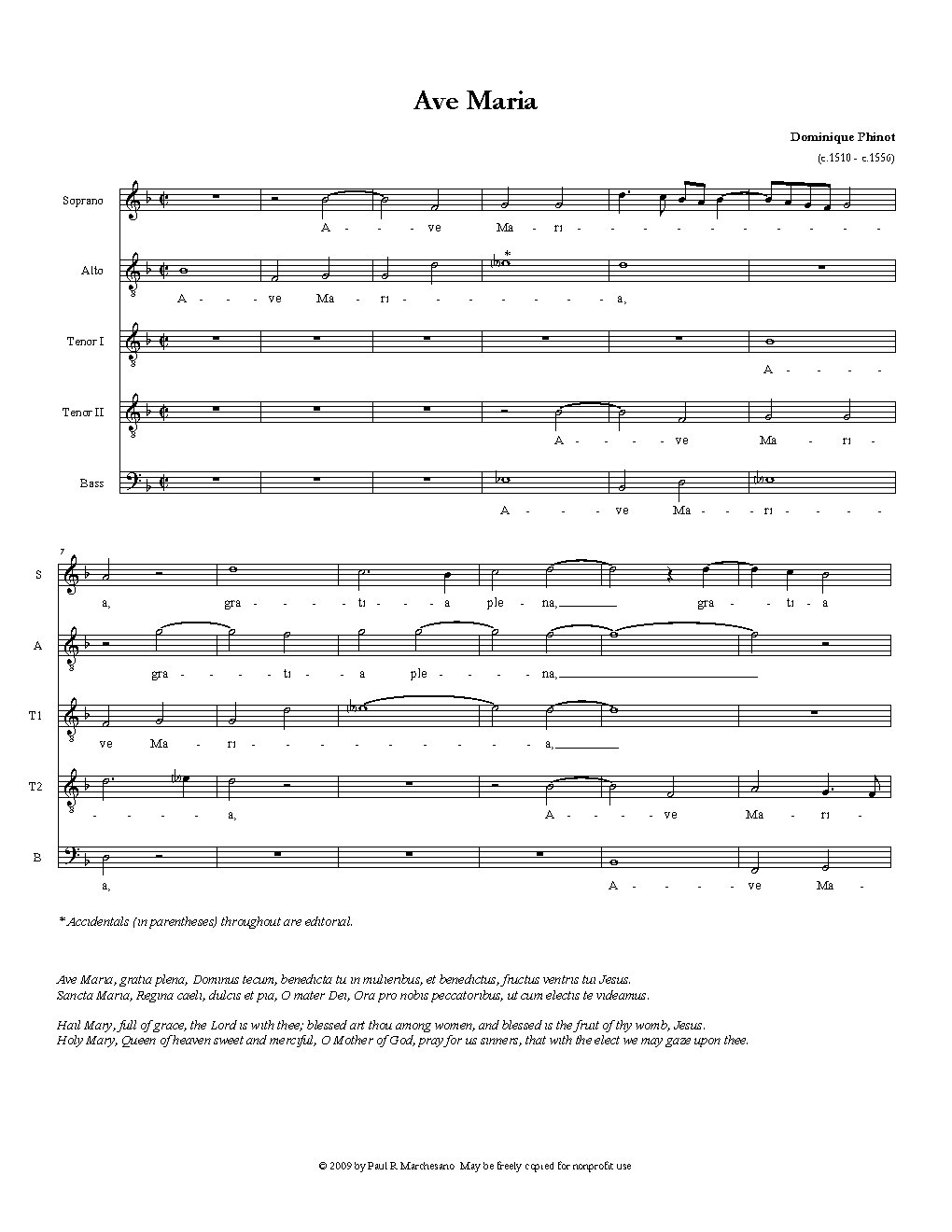 Ave Maria - Choir Script PDF Thumbnail
