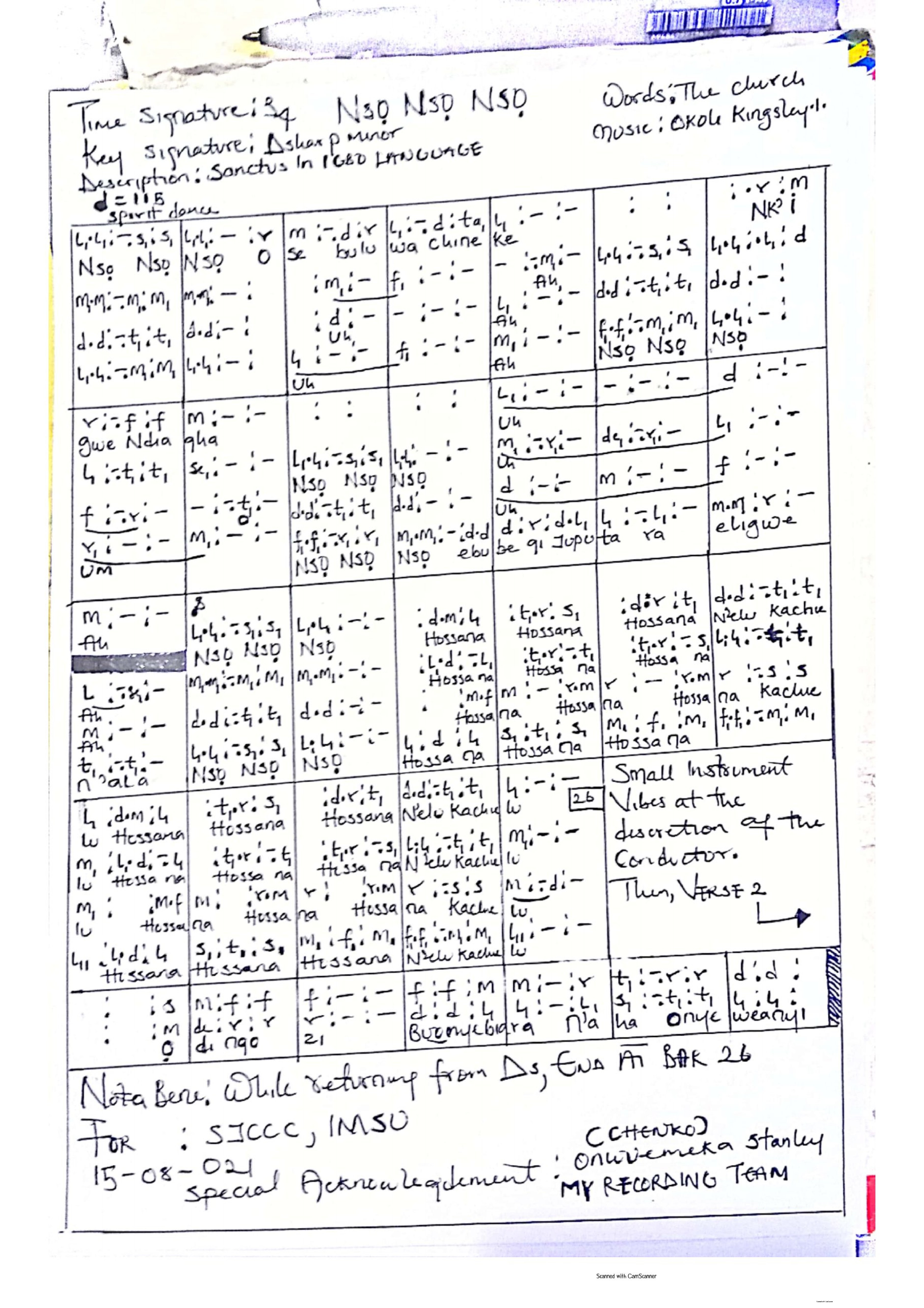 Nso Okoli Kingsley Revised - Download Choir Script PDF