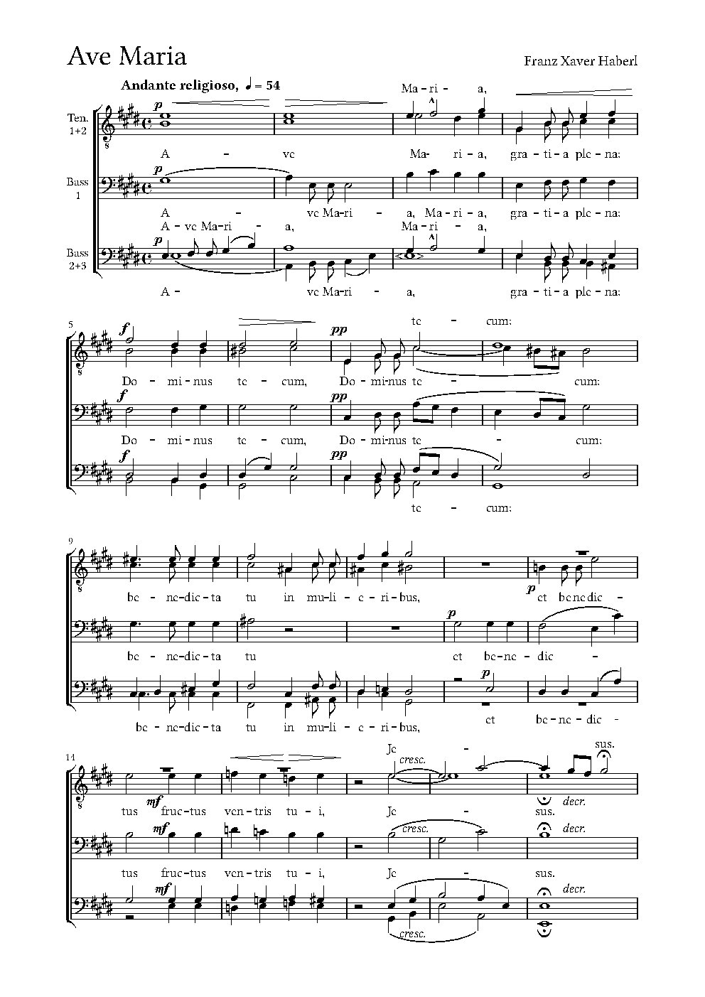 Ave Maria - Choir Script PDF Thumbnail