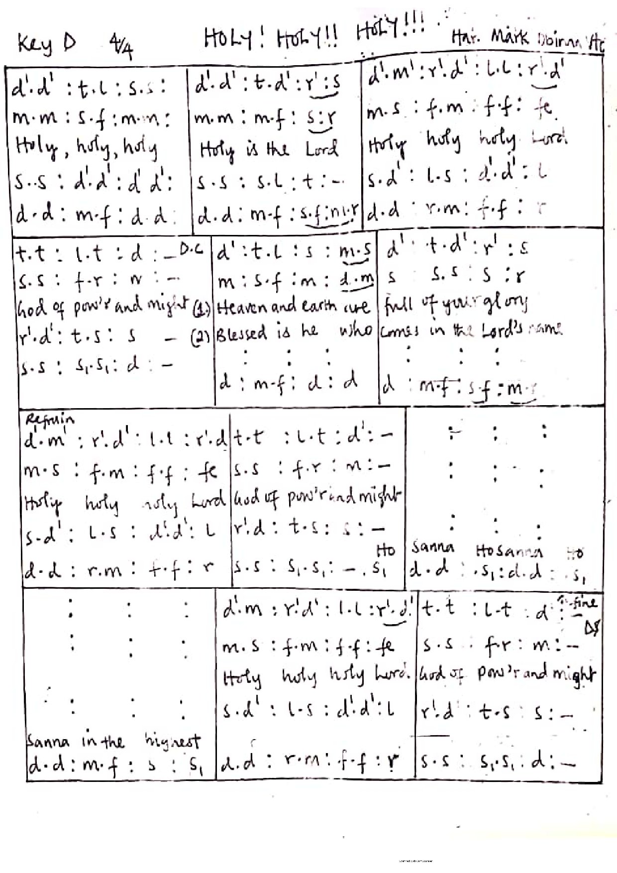 Holy, Holy, Holy - Download Choir Script PDF