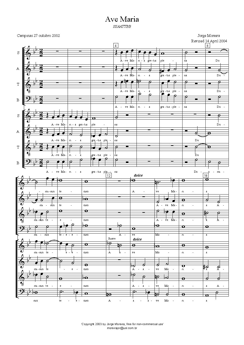 Ave Maria - Choir Script PDF Thumbnail