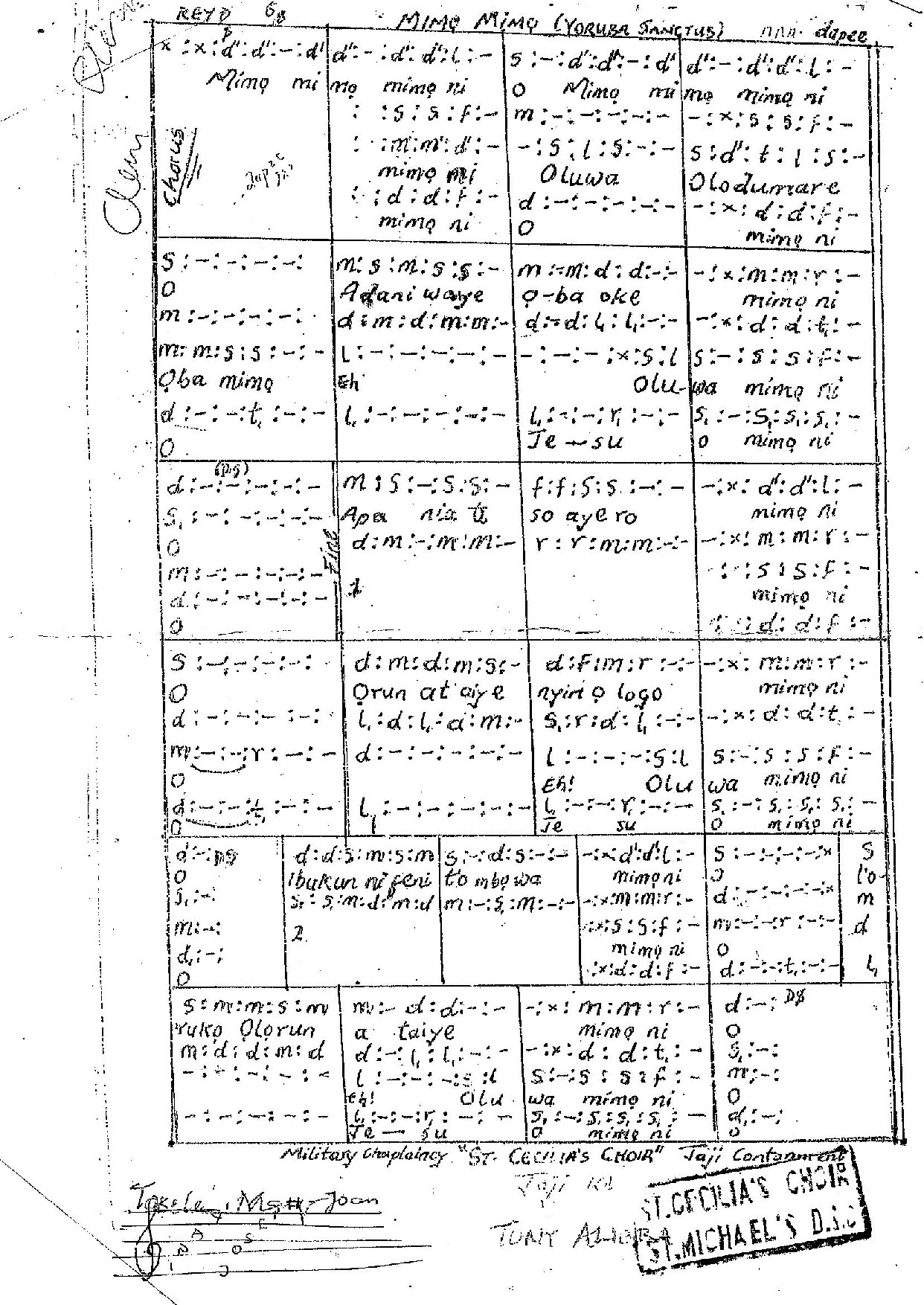 Mimo Mimo - Download Choir Script PDF