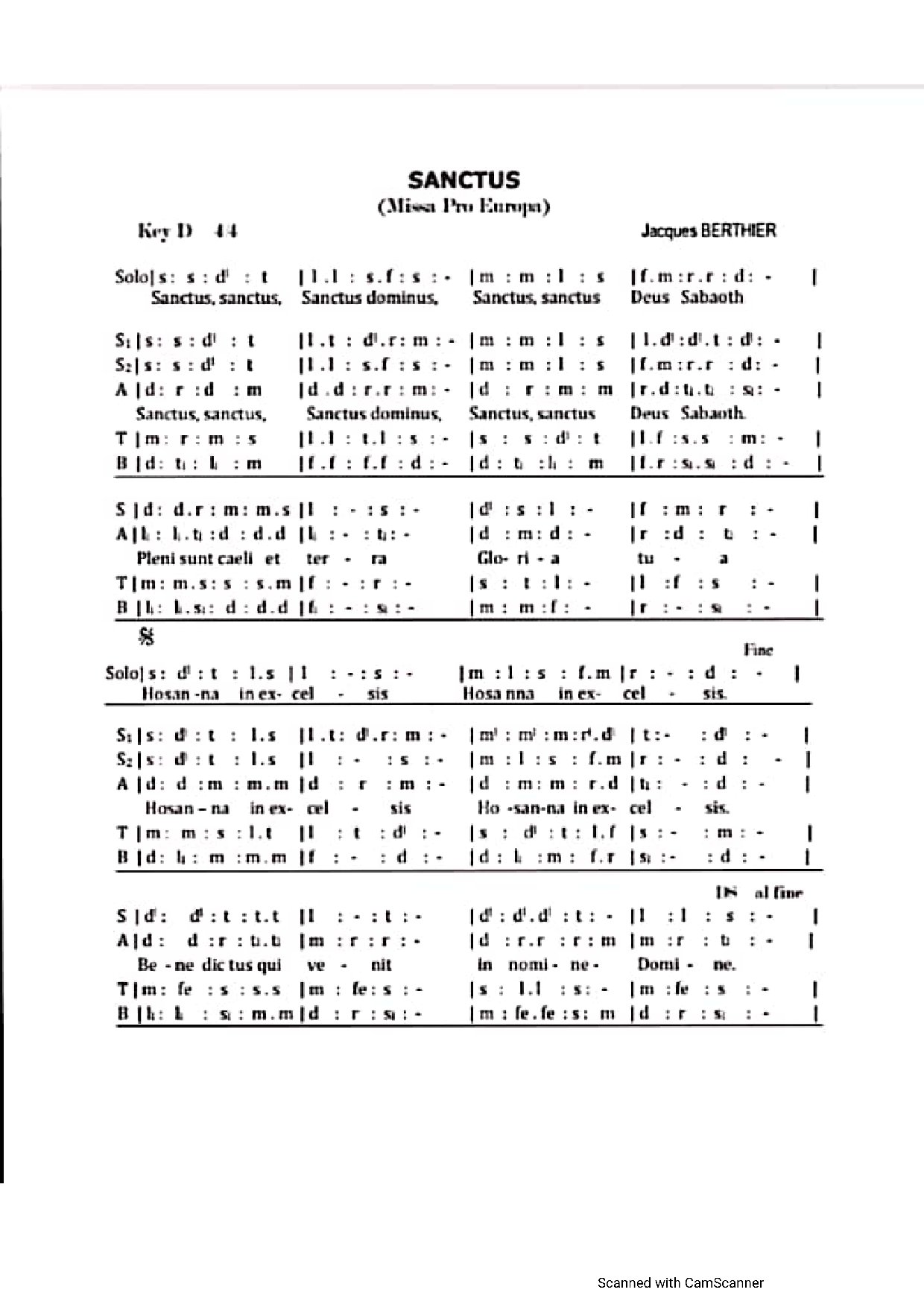 Sanctus (missa Pro Europa) - Download Choir Script PDF