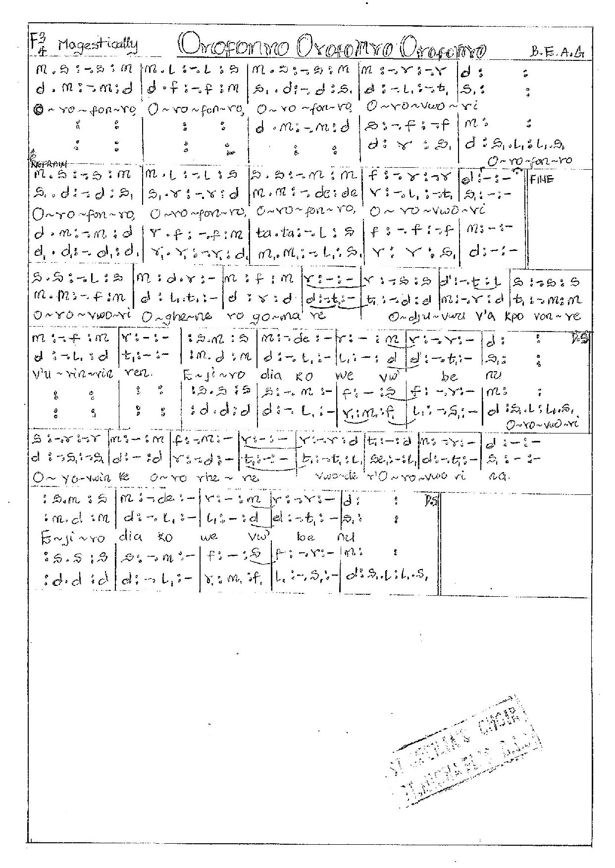 Orofonro Orofonro Orofonro - Download Choir Script PDF