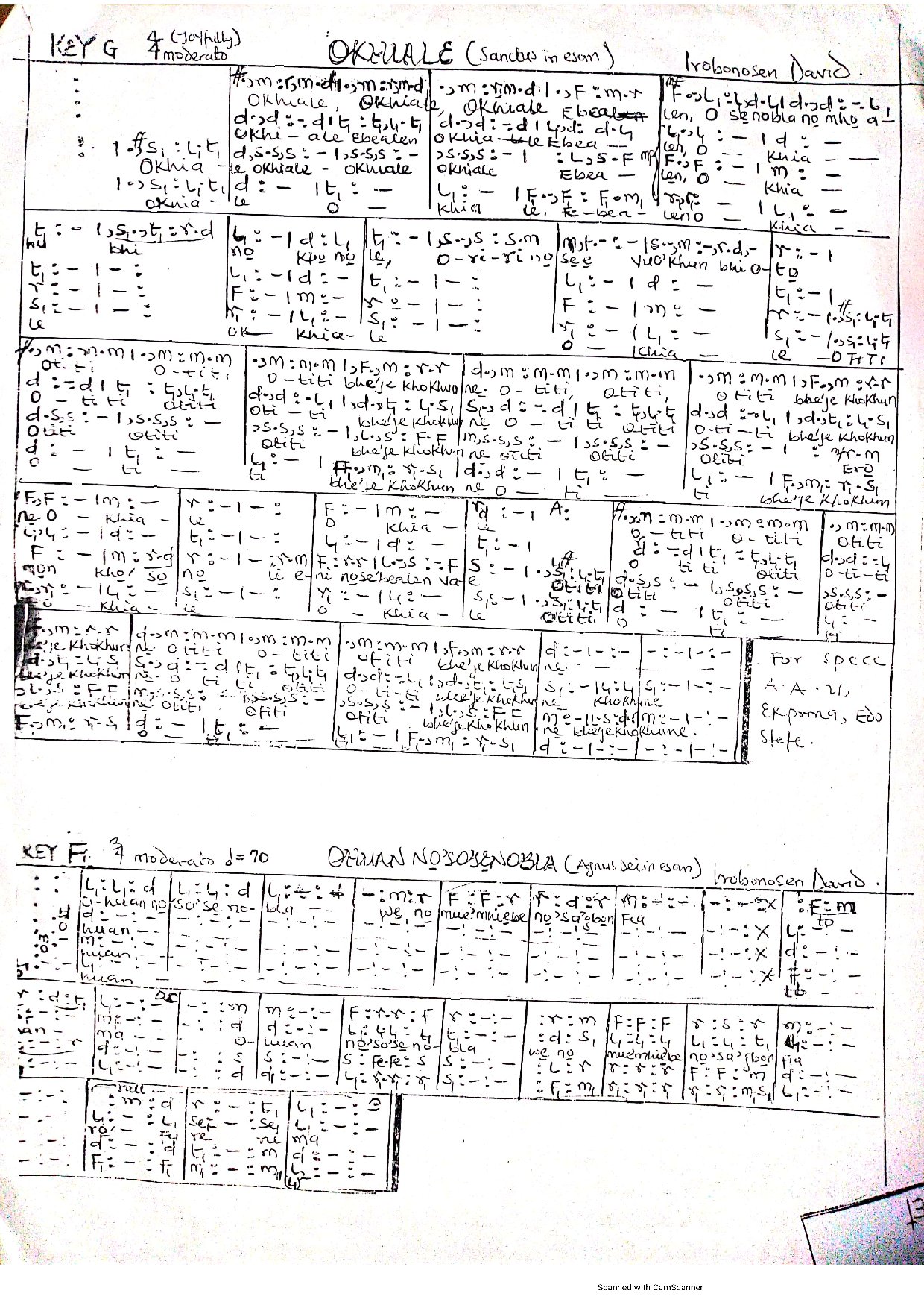 Okhiale... Sanctus In Esan - Download Choir Script PDF