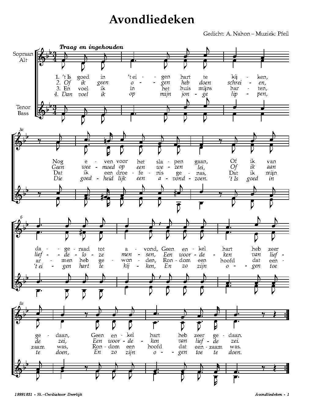 Avondliedeken / Abendliedlein - Choir Script PDF Thumbnail