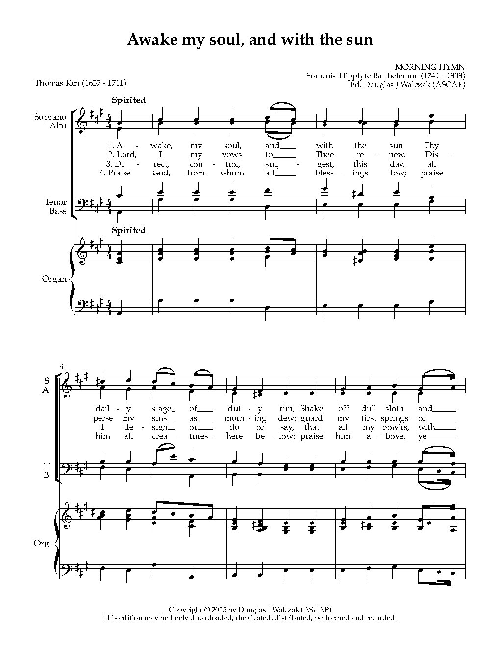 Awake, my soul, and with the sun - Choir Script PDF Thumbnail