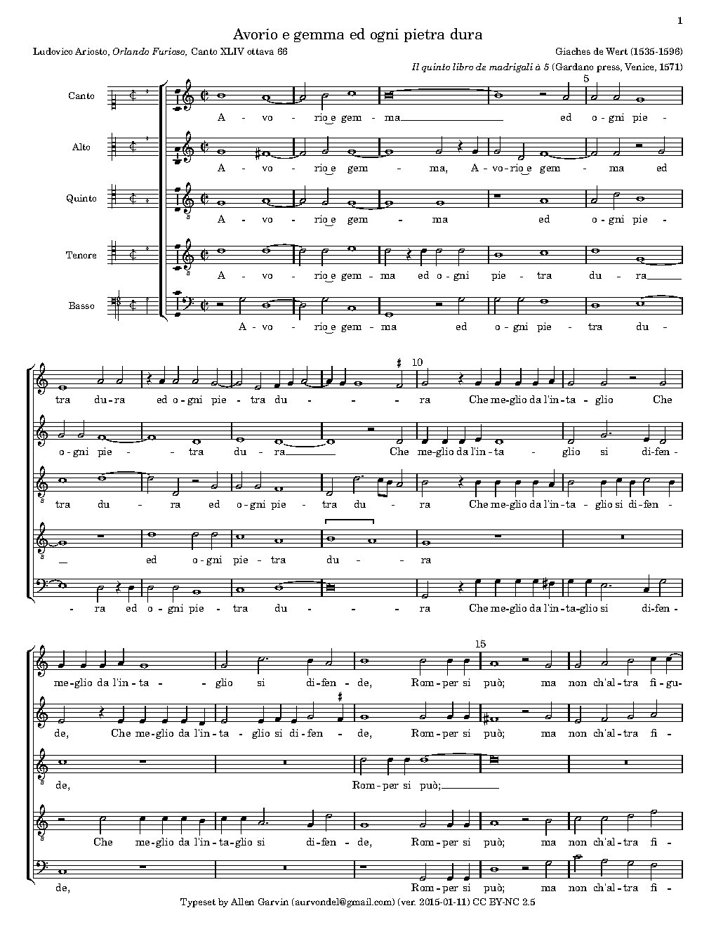 Avorio e gemma ed ogni pietra dura - Choir Script PDF Thumbnail