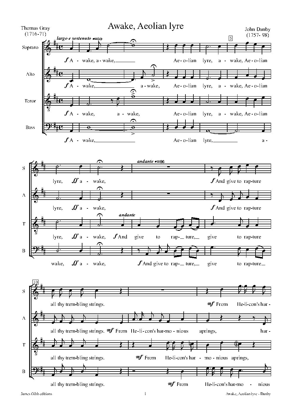Awake, Aeolian lyre - Choir Script PDF Thumbnail