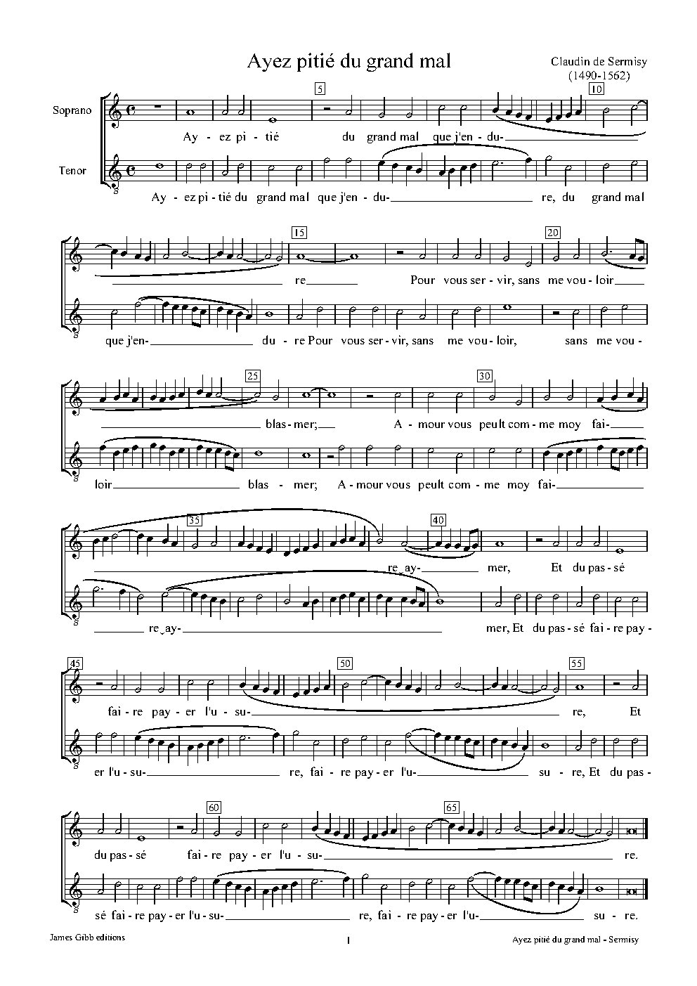 Ayez pitiè du grand mal - Choir Script PDF Thumbnail