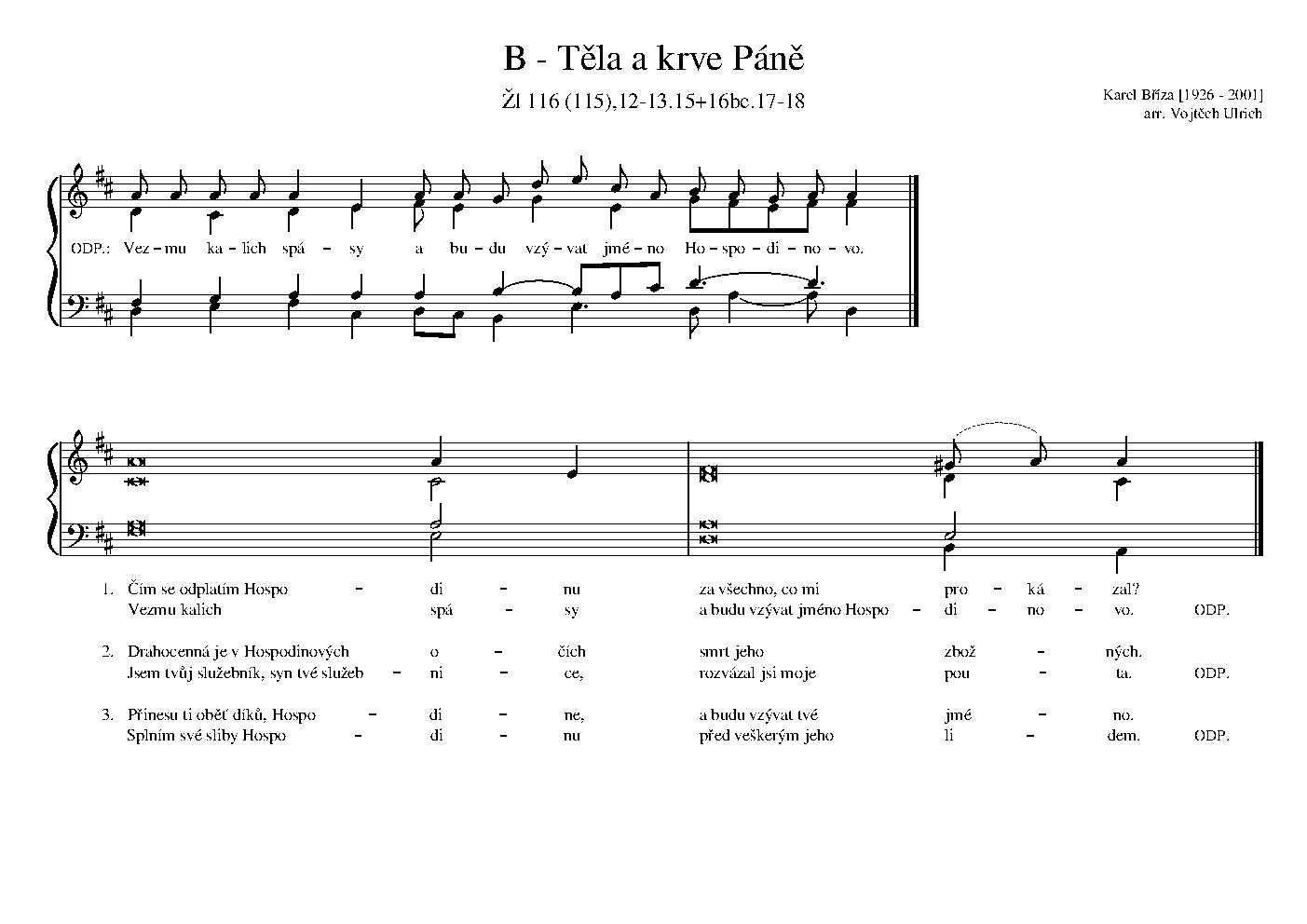 B - Těla a krve Páně