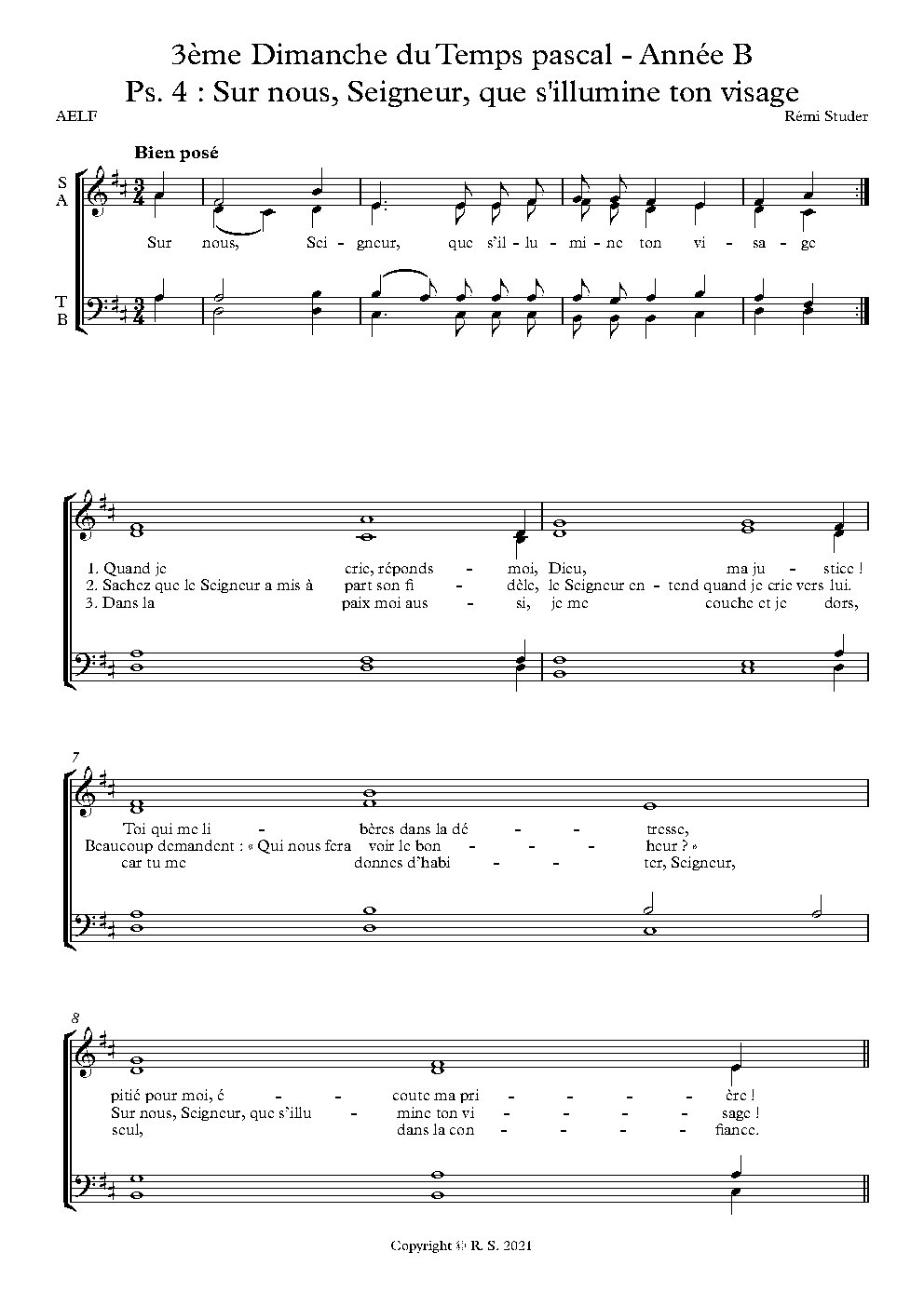 B - Temps pascal 3 - Ps. 4 - Sur nous Seigneur