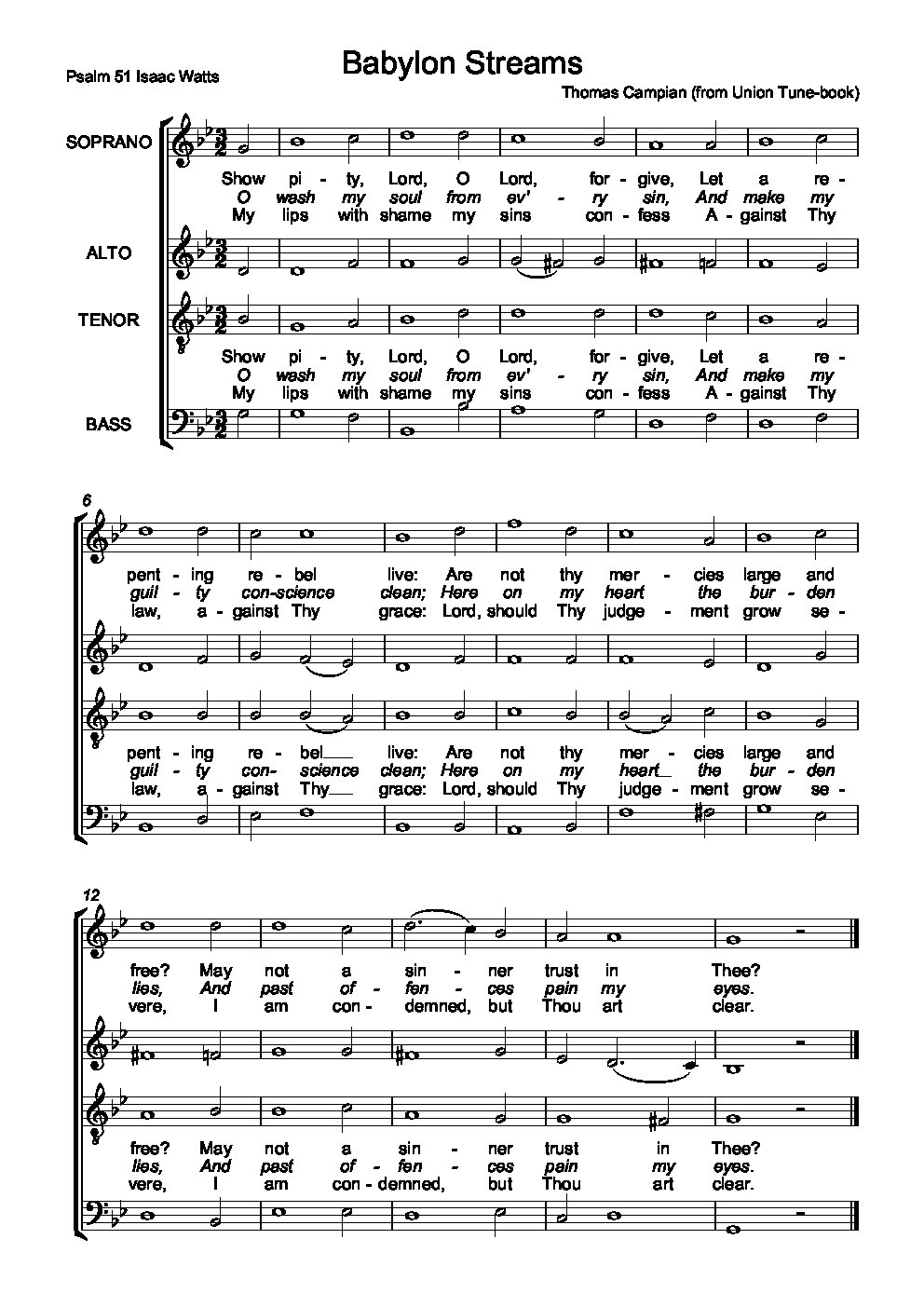 Babylon streams (Psalm 51)