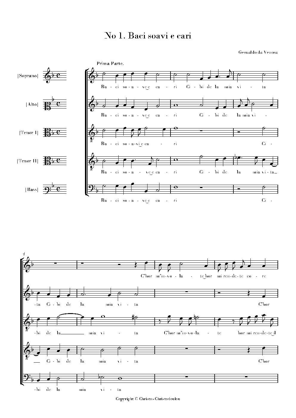 Baci soavi e cari (Prima Parte) - Choir Script PDF Thumbnail