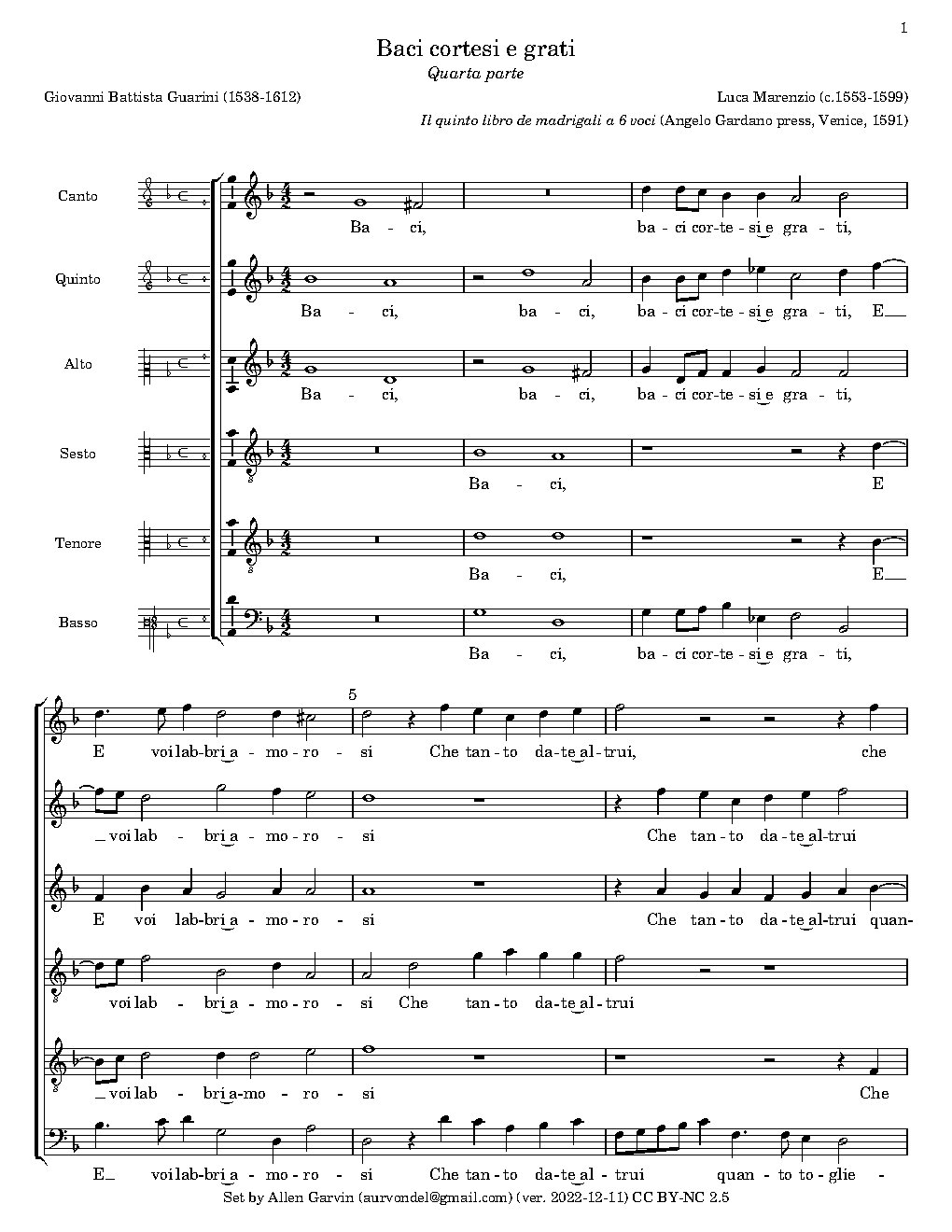 Baci cortesi e grati - Choir Script PDF Thumbnail