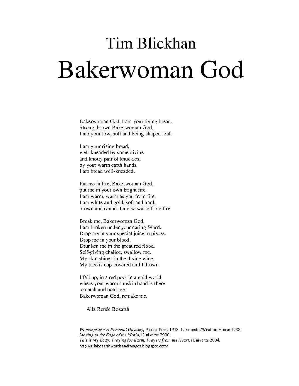 Bakerwoman God - Choir Script PDF Thumbnail