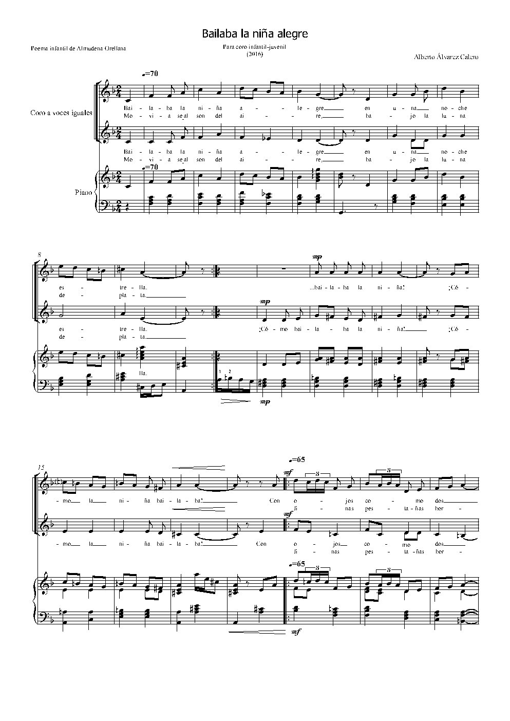 Bailando la niña alegre - Choir Script PDF Thumbnail