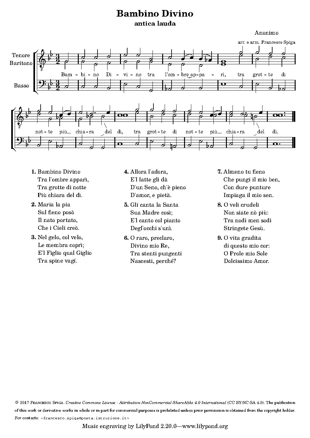 Bambino Divino - Choir Script PDF Thumbnail