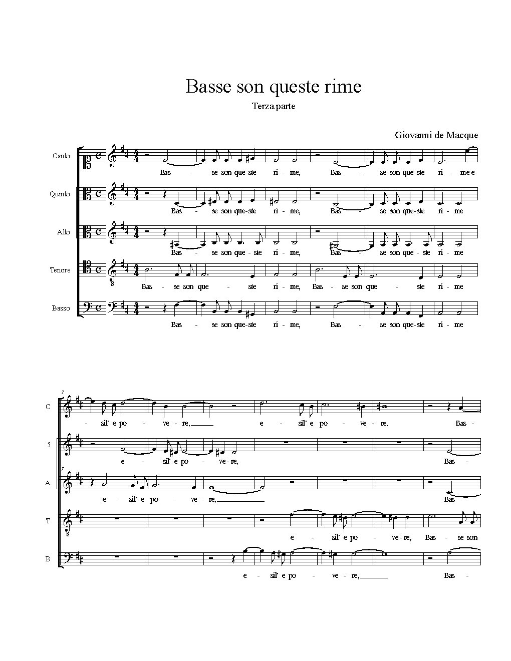 Basse son queste rime - Choir Script PDF Thumbnail