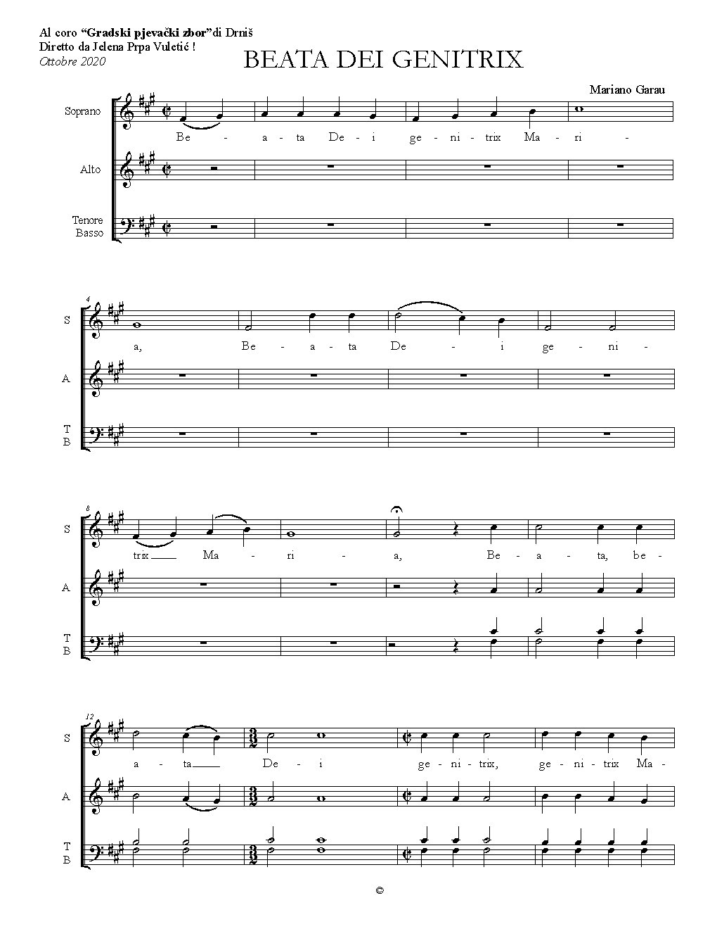 Beata Dei genitrix - Choir Script PDF Thumbnail